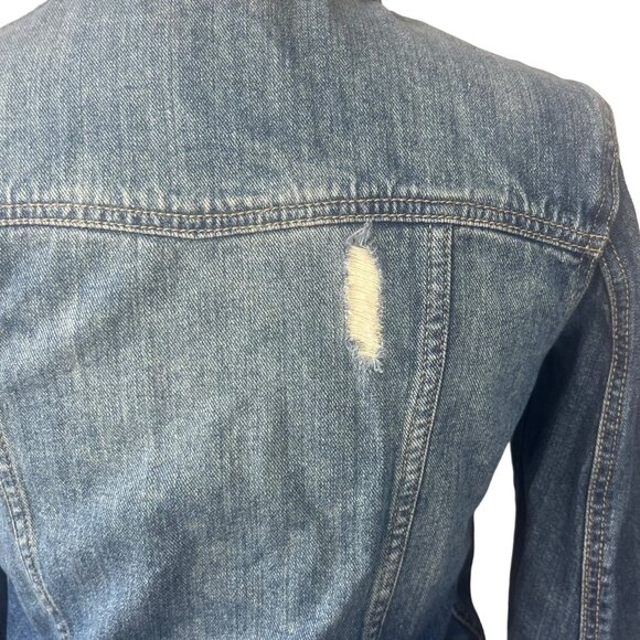 Mudd Kent State Custom Made Denim Jean Jacket Womens Medium Distressed - Picture 8 of 16